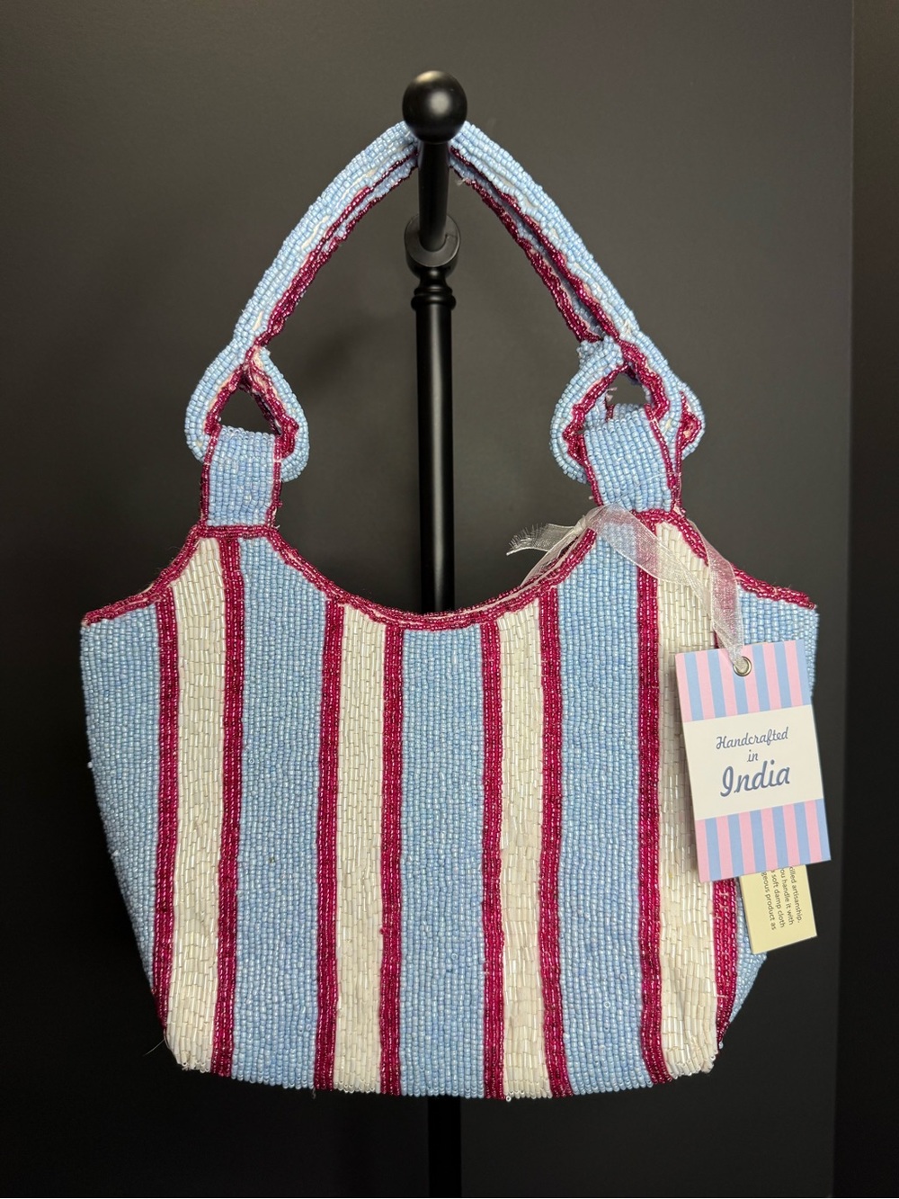 New Viral Beaded Purse Bag Made in India Summer Resort Novelty Stripes